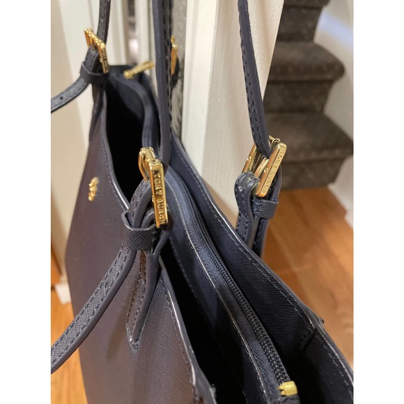 Tory Burch York Buckle Tote Bag navy gold hardware - Picture 5 of 10
